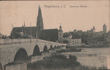 AK Regensburg a. D. Steinerne Brücke 1910