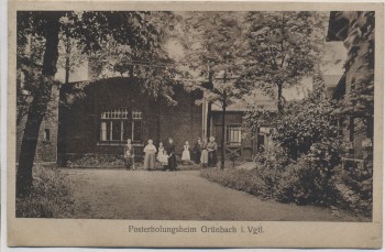AK Posterholungsheim Grünbach im Vogtland mit Menschen 1923 RAR
