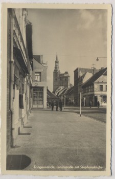 AK Foto Tangermünde Leninstraße mit Stephanskirche 1952
