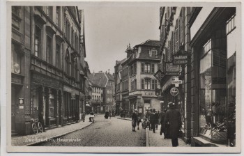 AK Foto Zweibrücken Hauptstraße viele Geschäfte Menschen 1935 RAR