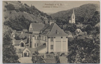 AK Auerbach an der Bergstraße Schulhaus u. Kirche Feldpost 1917