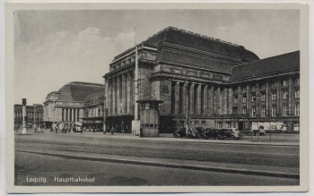 AK Foto Leipzig Hauptbahnhof Autos Kino 1935