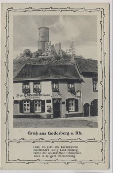 AK Gruß aus Godesberg am Rhein Gasthof Zur Lindenwirtin mit Gedicht 1930