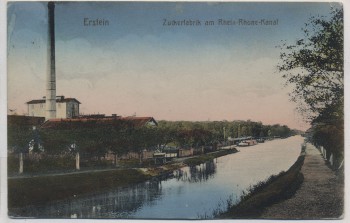 AK Erstein Zuckerfabrik am Rhein-Rhone-Kanal Elsass Bas-Rhin Frankreich Feldpost 1916 RAR