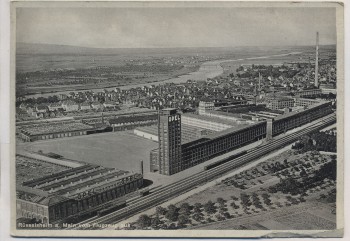 VERKAUFT !!!   AK Rüsselsheim a. Main vom Flugzeug aus Opel-Werke mit Gleis und Zug 1935
