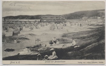 AK Binz auf Rügen Strand mit Brückenbazar Damen 1905