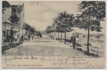 VERKAUFT !!!   AK Gruss aus Binz Strandpromenade mit Familienbad Rügen 1905