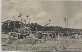 AK Ostseebad Graal-Müritz Strandpartie Fahnen 1912