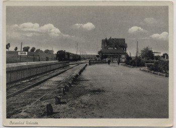 VERKAUFT !!!   AK Foto Ostseebad Ückeritz auf Usedom Bahnhof mit Bahn Zug Gleis 1935 RAR