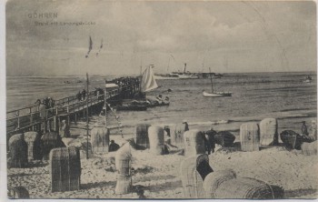 AK Ostseebad Göhren Strand mit Landungsbrücke 1905