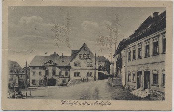VERKAUFT !!!   AK Wildenfels in Sachsen Marktplatz mit Apotheke 1920