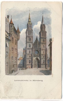 AK Künstlerkarte Nürnberg Lorenzkirche 1908