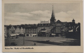 VERKAUFT !!!   AK Foto Bülow Pommern Markt mit Elisabethkirche Bytów Polen 1940