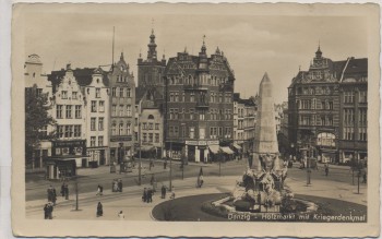 VERKAUFT !!!   AK Foto Danzig Gdańsk Holzmarkt mit Kriegerdenkmal Polen 1940