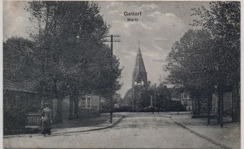 AK Gettorf Markt mit Kirche 1910