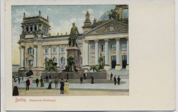 AK Berlin Tiergarten Bismarck-Denkmal mit Reichstagsgebäude 1900