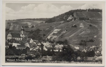 AK Foto Weinort Erlenbach Kr. Heilbronn Ortsansicht mit Kirche 1940