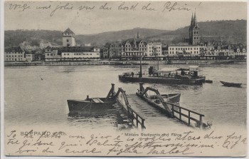 AK Boppard am Rhein Mittlere Stadtpartie mit Fähre Hotel Ackermann und Spiegel 1903