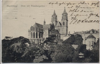 AK Magdeburg Dom mit Präsidialgarten 1911