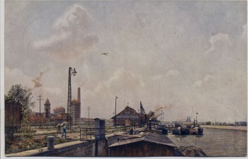 AK Regensburg Luitpoldhafen mit Zellstoff-Fabrik 1916