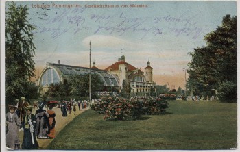 AK Leipzig Palmengarten Gesellschaftshaus von Südosten viele Damen 1911