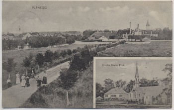 AK Planegg Ortsansicht mit Kirche Maria Eich 1910