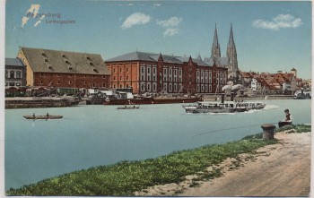 AK Regensburg Landungplatz Donau Schiffe Ortsansicht 1913