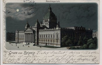 Litho Mondschein Gruss aus Leipzig Reichsgericht 1901