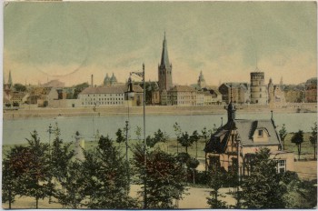 AK Düsseldorf Ortsansicht mit Rhein 1911