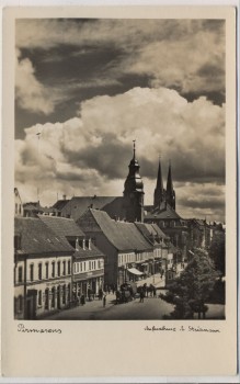 AK Foto Pirmasens Strassenansicht mit 2 Kirchen Striemann 1940