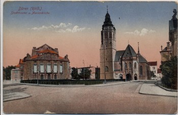 AK Düren Stadttheater und Marienkirche 1920