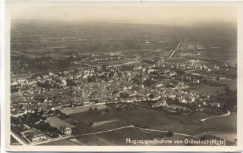 AK Grünstadt Pfalz Flugzeugaufnahme mit Mi.-Nr. 585 1935