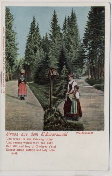 AK Liedkarte Gruss aus dem Schwarzwald Waldandacht 1910