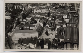 AK Foto Wuppertal Barmen Luftbild mit Wuppertaler Hof und Schwebebahn 1935 RAR