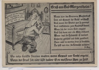 Künstler-AK Gruß aus Bad Mergentheim Karikatur Gedicht Fr. Walz 2 1940