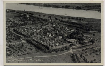 AK Foto Zons am Rhein Flugzeugaufnahme Luftbild 1940