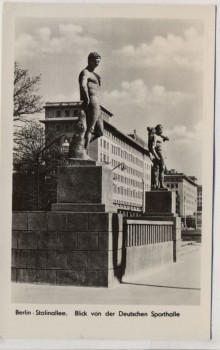 AK Foto Berlin Stalinallee Blick von der Deutschen Sporthalle 1953