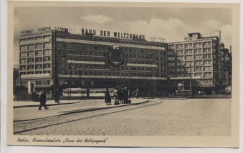 VERKAUFT !!!   AK Foto Berlin Alexanderplatz Haus der Weltjugend 1951