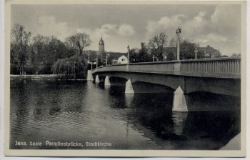 AK Foto Jena Saale Paradiesbrücke Stadtkirche 1939