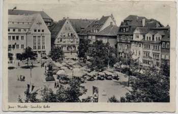 AK Jena Markt Feuchte Ecke mit Fahnen Feldpost 1939