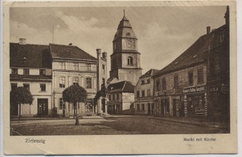 AK Zielenzig Sulęcin Markt mit Kirche Neumark Ostbrandenburg Polen 1927