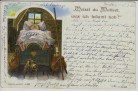 Litho Künstler-AK Weisst du Mutterl, was ich träumt hab ! Mann im Bett 1900