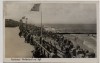 AK Foto Nordseebad Westerland auf Sylt Strand mit Fahnen viele Menschen 1936