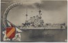 AK Foto Kriegsschiff S.M.S. Elsass Fahne Wappen 1909 RAR
