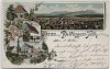 AK Litho Dettingen unter Teck Schloss Kunstmühle Ortsansicht ... 1899 RAR