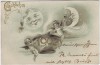 Künstler-AK Glückliches Neujahr Sonne Mond mit Gesicht Engel 1902