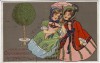 AK Herzlichen Glückwunsch zum Geburtstag 2 Frauen mit Schirm Tüte Baum Jugendstil 1907