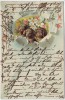 Präge-AK 3 Hunde mit Blumen 1905