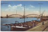 AK Düsseldorf Rheinbrücke mit Schiff 1915