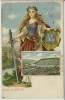 AK Gruss aus Bingen Hotel Germania Frau mit Schwert Rhein 1911 RAR